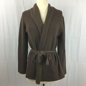 TSESAY 100% Cashmere Brown Belted Cardigan Size L
